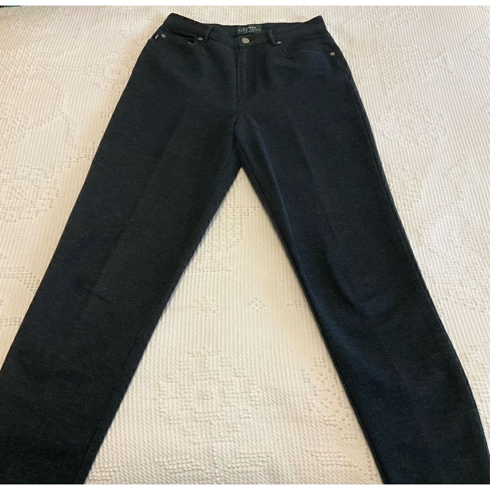 NWOT Lauren Ralph Lauren Charcoal Grey 5 Pocket Pants, 6P. Flannel feel heritage - Picture 8 of 10